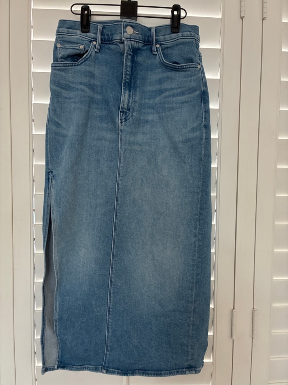 MOTHER Split Second Denim Midi Skirt